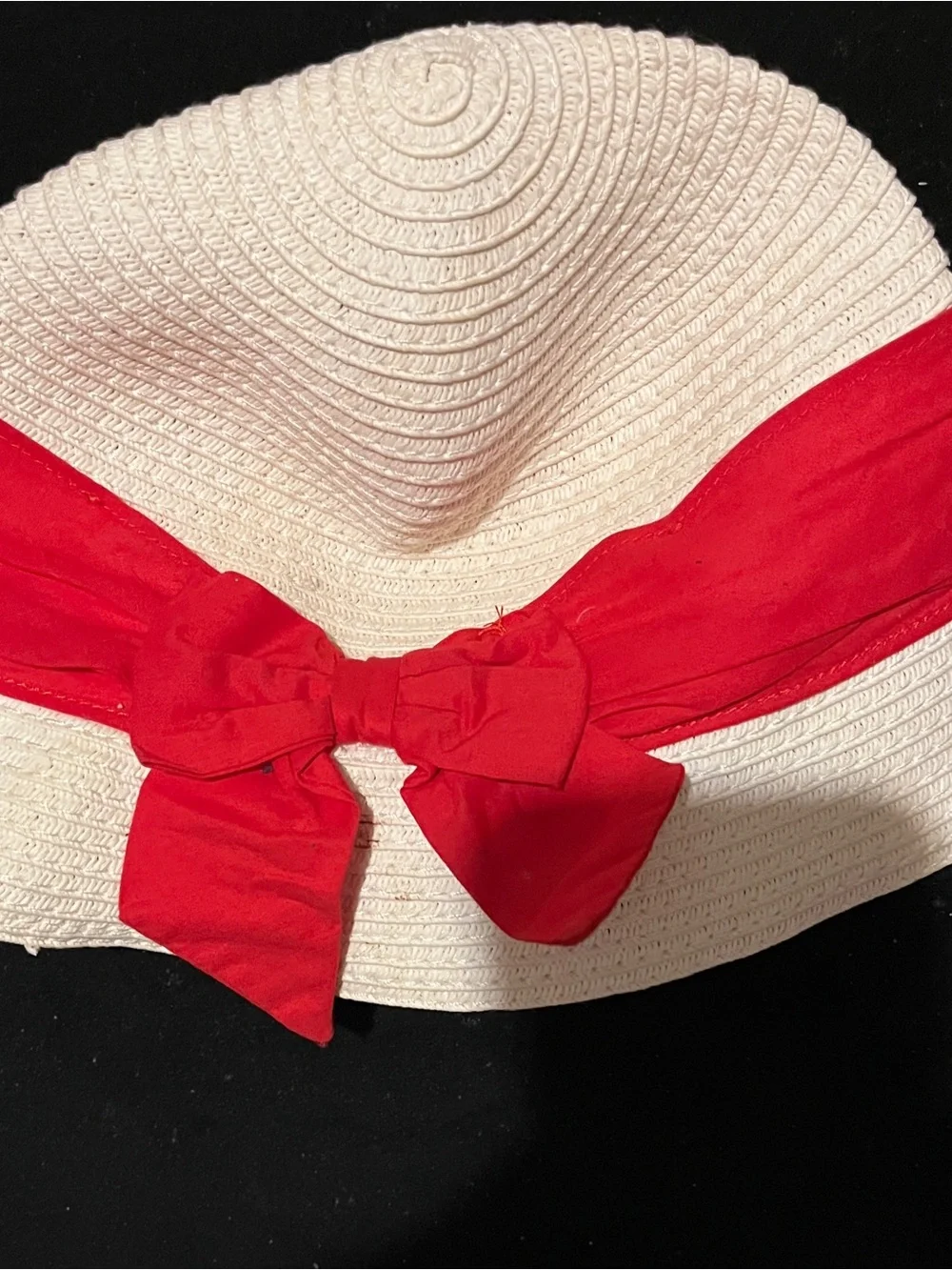 Janie and Jack Baby Toddler White Sun Hat Red Bow 12-24 Months Holiday
